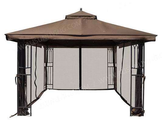 ALISUN Universal 12' x 12' Gazebo Mosquito Netting (Brown) - APEX GARDEN US