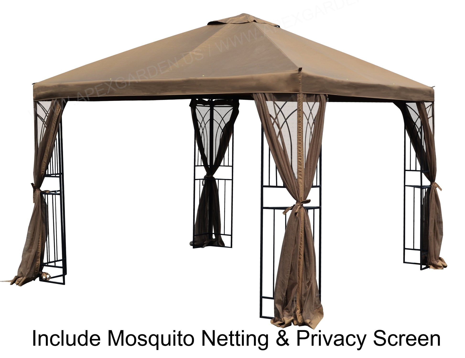 APEX GARDEN Symphony II 10'X10' GAZEBO WITH NET/PRIVACY/PLANTER HOLDERS - APEX GARDEN US