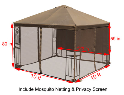 APEX GARDEN Symphony II 10'X10' GAZEBO WITH NET/PRIVACY/PLANTER HOLDERS - APEX GARDEN US