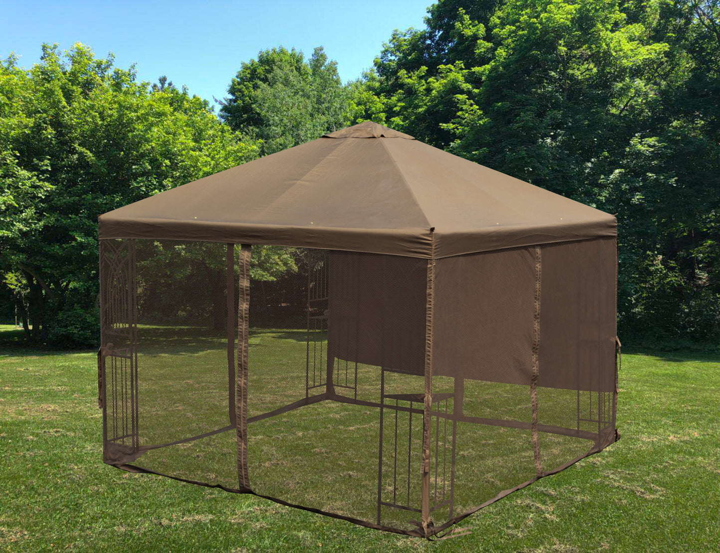 APEX GARDEN Symphony II 10'X10' GAZEBO WITH NET/PRIVACY/PLANTER HOLDERS - APEX GARDEN US
