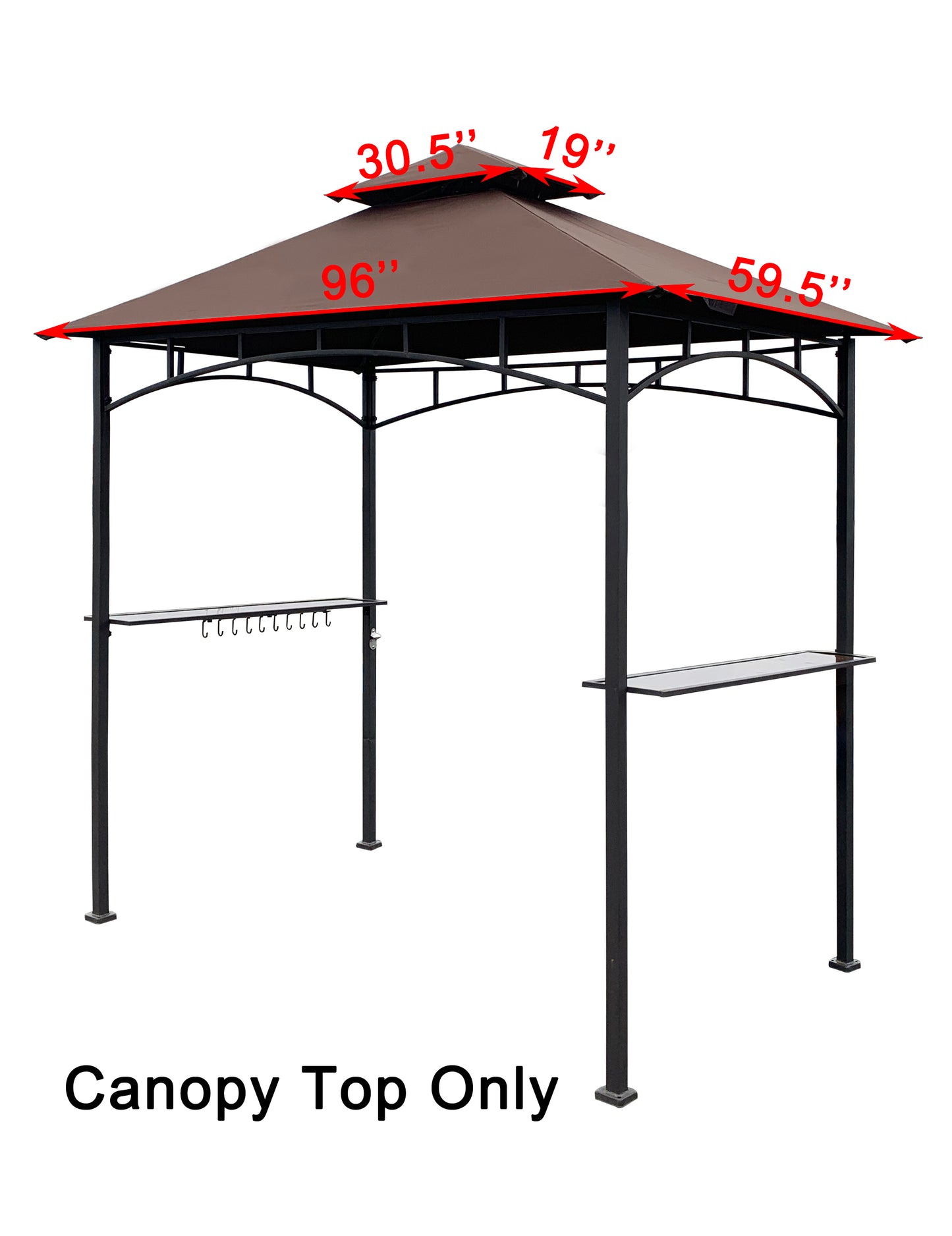 APEX GARDEN Replacement Canopy Top for Model #L-GG001PST-F 8' X 5' Brown Double Tiered Canopy Grill BBQ Gazebo (Canopy Top Only) - APEX GARDEN US