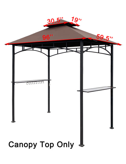 APEX GARDEN Replacement Canopy Top for Model #L-GG001PST-F 8' X 5' Brown Double Tiered Canopy Grill BBQ Gazebo (Canopy Top Only) - APEX GARDEN US